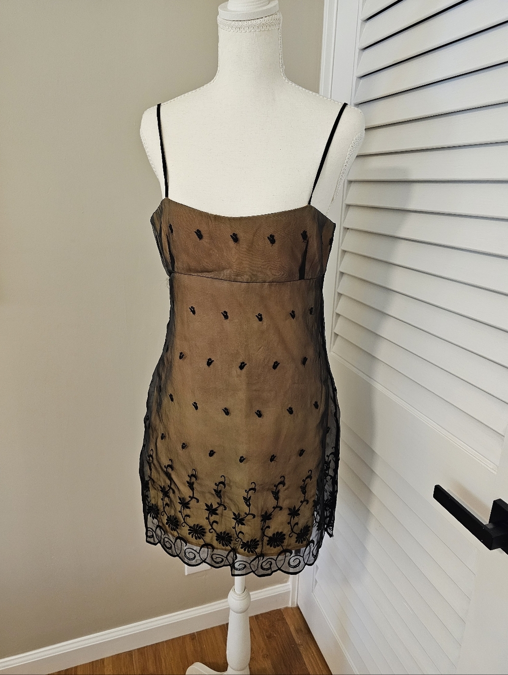 Vintage Y2K Bebe Mesh Overlay Slip Mini Dress | Size 6